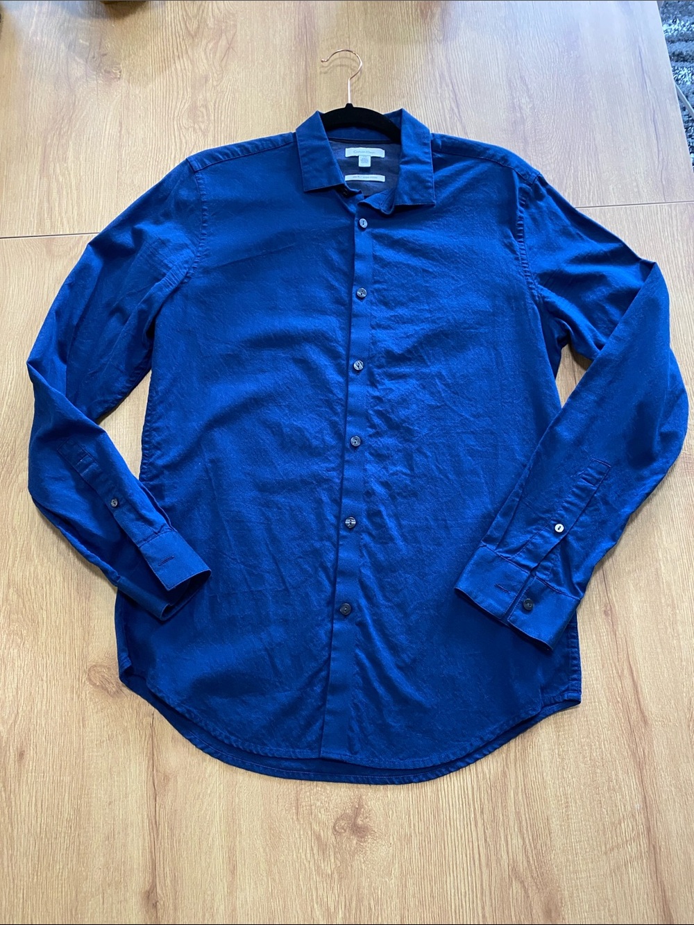 Calvin Klein Men's Button-Front Dress Shirt in Deep Blue